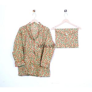 Conjunto de Pijama de Algodón con Estampado Floral para Mujer, Diseño Nuevo y Más Vendido, Disponible en Diferentes Tallas, de la India - Product Image 3