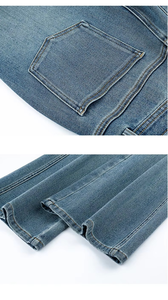 Jean évasé taille haute pour femme, coupe décontractée, délavage vintage bleu moyen, style streetwear - Product Image 4