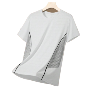 T-shirt Athlétique Respirant à Col Rond et Manches Courtes avec Panneaux en Maille Vert Clair Unisexe Adulte Été Coupe Classique - Product Image 1