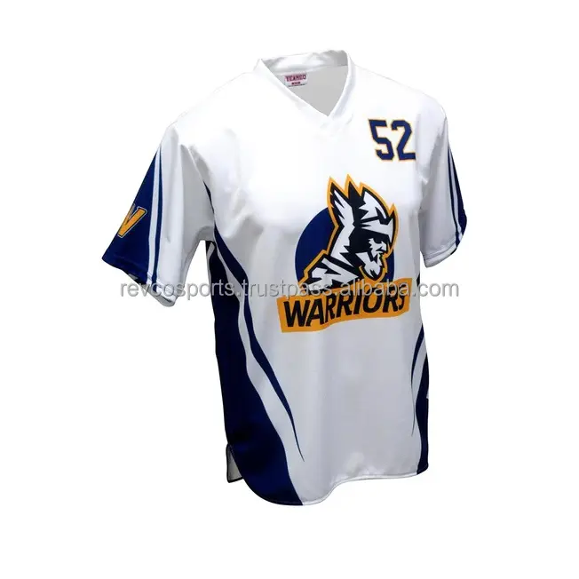 ملابس رياضية قمصان بيسبول للرجال بأكمام قصيرة ورقبة على شكل حرف V قمصان البيسبول للرجال باللون الأبيض والأزرق الداكن