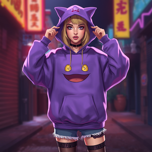 Sudadera con Capucha Estilo Fantasma de Dibujos Animados, Sudadera de Algodón con Forro Polar, Ropa Urbana, OEM - Product Image 2