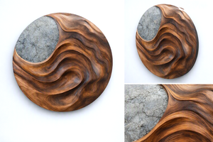 Escultura de pared de madera hecha a mano para decoración de pared de sala de estar, pinturas y arte mural moderno abstracto. - Product Image 5