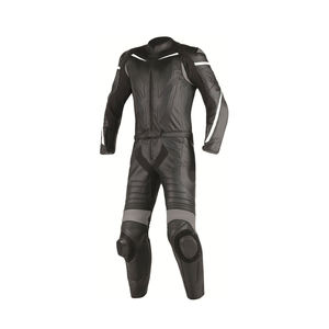 Combinaison de moto intégrale en cuir pour homme, 1 pièce, noire, coupe-vent, équipement de protection, toutes saisons, pour adulte - Product Image 2
