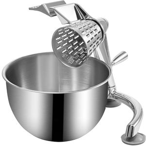 Grattugia Rotante per Formaggio in Zinco e Acciaio Inossidabile con Coni di Taglio in Plastica per Grattugiatura Manuale - Product Image 1