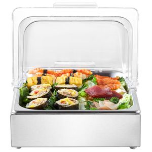 Vassoio da Banco in Acciaio Inox 1 1/2 Pan, Contenitore per Esposizione Alimenti, Dispenser per Condimenti e Servizio Buffet - Product Image 6