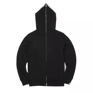 Men's <b>Black</b> Hooded Zip-Up Sweatshirt Regular Fit Casual Autumn Wear Breathable Solid Color Cotton Fleece <b>Hoodie</b> - Product Image 5