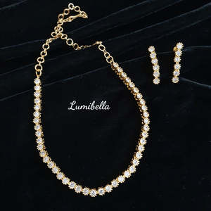 American Diamond <b>Statement</b> <b>Necklace</b> Fashion Jewelry Set - Product Image 1