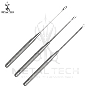 Heavy Duty Micro Bead Hair Extension Pulling <b>Needle</b> Steel Latch Hook Loop <b>Threader</b> Knurled Handle Set For Salon Workstation - Product Image 4