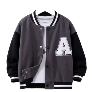 แจ็คเก็ตแฟชั่นบุผ้าควิลท์ แจ็คเก็ตเบสบอลแบบ Letterman สำหรับผู้ชาย แจ็คเก็ตวาร์ซิตี้ทรงบอมเบอร์ คอตั้ง ปักโลโก้ด้านหน้า - Product Image 3