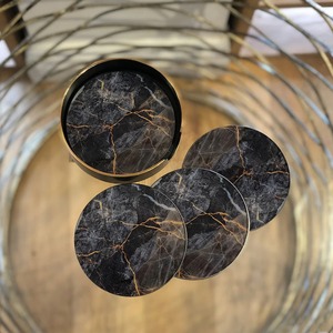 Premium Marble Drink Coasters Minimalist Beverage Coaster Set for Dining <b>Table</b> and Coffee Serving Use - Product Image 2