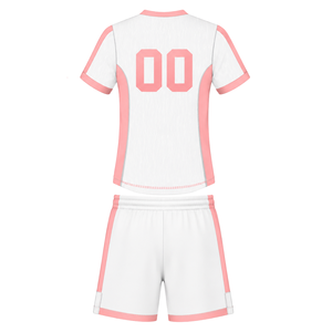 Conjunto de Camiseta y Pantalones Cortos de Rugby Rosa Coral Blanco, Cuello en V, Uniforme de Equipo Personalizado, Ropa Deportiva Transpirable para Entrenamiento - Product Image 2