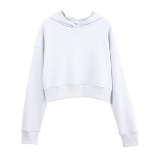 OEM Casual personalizado de gran tamaño Crop Hoodie mujer francés Terry Drop Shoulder Pullover bordado Plain Crop Top Hoodie Mujer 2026 - Product Image 3