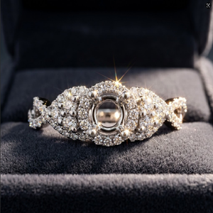 ฮ่องกง18K แหวนเพชรแท้สีทองขาวประดับเพชรโซลิแทร์แบบกึ่งภูเขาแหวนหมั้นสำหรับผู้หญิงขายส่ง - Product Image 2