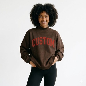 Sweat-shirt personnalisé pour femme, broderie streetwear, col montant, manches longues, en tissu polyester/coton, écologique, pour l'automne - Product Image 6