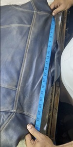 Veste en cuir de camionneur sur mesure en gros pour hommes, en véritable peau d'agneau, style vintage, bleue, imperméable, respirante et coupe-vent - Product Image 2