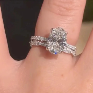 Elegant 4.0Ct Oval Cut Engagement <b>Ring</b> 925 Sterling <b>Silver</b> Gold Plated Moissanite Pave Twist <b>Eternity</b> Wedding Moissanite Diamond - Product Image 6
