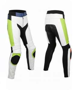 Jean en cuir blanc classique pour motard – Équipement urbain pour la conduite en ville - Product Image 1