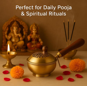 Quemador de Incienso Tradicional de Latón para Rituales de Pooja, Decoración Espiritual para el Hogar y el Templo, y Meditación - Product Image 5