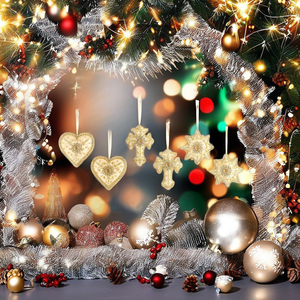 Adorno de árboles de Navidad hecho a mano de alta calidad, adornos de cuentas únicos, tesoros de Festival inspirados en bordado para el esplendor de las vacaciones - Product Image 1