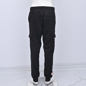 Mens Black Cotton Sweatpants <b>Elastic</b> Waist Drawstring <b>Lace</b> Casual Lightweight Printed Knitted Joggers Autumn Custom Logo - Product Image 2