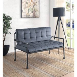 Brantley Loveseat in Gray Velvet and Sandy Finish Elegant <b>Living</b> <b>Room</b> <b>Sofa</b> - Product Image 1