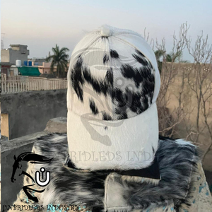 2026 New Genuine Cowhide Hair-On Leather Sporty <b>Cap</b> with Breathable & <b>Waterproof</b> Fabric Adjustable Fit for Unisex - Product Image 2
