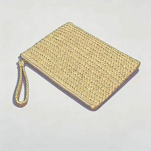 Bolsos de mano cuadrados pequeños de paja tejida populares al por mayor de fábrica para mujer, impermeables, con cremallera y forro de nailon, portátiles - Product Image 1