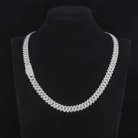 Collier chaîne cubaine 14MM Miami Moissanite taille ronde entièrement pavée, bijoux Hip Hop en argent 925, idéal pour rappeurs et soirées entre amis