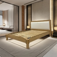 Lit minimaliste B2B King Queen Size Cadre de lit en bois élégant Assemblage sans outil Conception personnalisée OEM quantité minimale de commande flexible