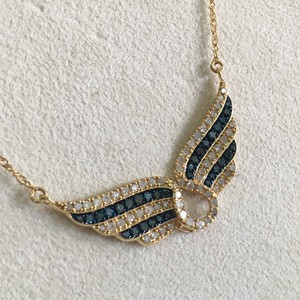 Women's Trendy Brilliant Cut Natural White Blue Wing Pendant Necklace 925 Sterling Silver Rhodium Plated <b>Rope</b> <b>Chain</b> 1.23 Ct Claw - Product Image 4