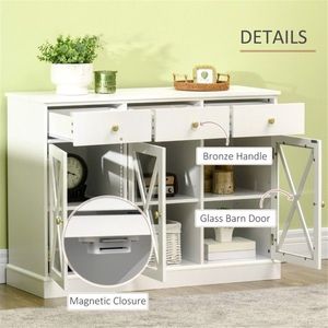 Aparador de Cocina Ecológico de Madera y Aluminio, Mueble de Almacenamiento para Sala de Estar, Comedor y Entrada, Mueble de Barra de Café con Múltiples Funciones - Product Image 6
