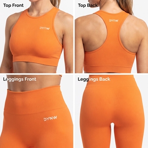 Ensemble de sport 2 pièces OEM personnalisé : Soutien-gorge de sport col rond dos nageur et Legging de compression long (couche de base) pour yoga, séchage rapide - Product Image 6