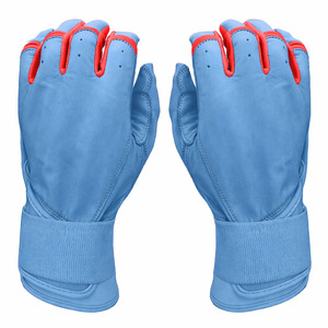 Custom Breathable Palm Padding Grip Adult Baseball Batting Gloves Premium Leather Breathable Grip Adjustable Cuff <b>Blue</b> - Product Image 3
