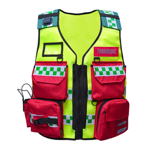 Gilet de Paramédical Haute Visibilité Vert Réfléchissant à Carreaux avec Poches en Polyester Unisexe Toutes Saisons Uniforme de Garde - Product Image 2