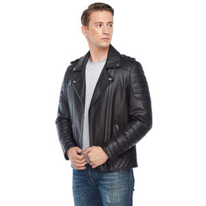 Men's <b>sheepskin</b> leather <b>jacket</b> Stand collar winter <b>jacket</b> High street leather coat Solid color men's <b>jacket</b> - Product Image 5