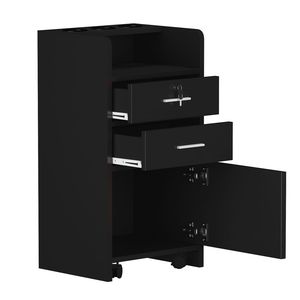 Carrello da Salone Nero a 3 Livelli con Serratura, Mobiletto con Cassetti Scorrevoli in Legno, Attrezzatura per Spa, Codice 92007726 - Product Image 4