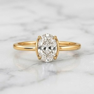 Luxury Oval Cut Diamond Half Bezel Solitaire <b>Ring</b> 2.02CT 18K Solid Gold Romantic Engagement Charm Gift For Girlfriends - Product Image 1