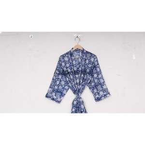 Bata Kimono 100% Algodón con Estampado Floral para Mujer, Ropa de Noche de Verano, Vestido de Playa, Bata con Logo Trasero - Product Image 6