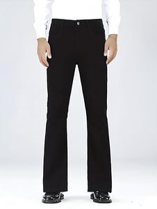 Jean coupe bootcut noir uni pour homme, 100 % coton, décontracté, coupe droite, écologique, pantalon long pour le quotidien - Product Image 5