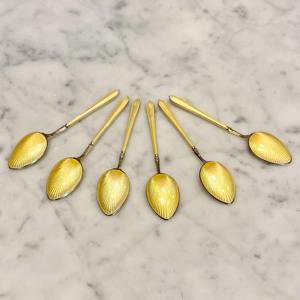 Juego de 6 cucharas de boda de acero inoxidable esmaltadas amarillas de la India para utensilios de cocina, postres, cubiertos, suministros para fiestas de mesa - Product Image 4