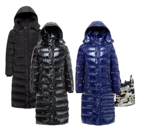 Long <b>Quilted</b> Winter Jacket Hooded Full Sleeve Zipper Closure Solid Color Thick Polyester Shell Women's Coat - Product Image 3