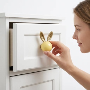 Resin Rabbit-Shaped Drawer <b>Knob</b> Yellow <b>Gold</b> Modern Design Eco-Friendly Durable for Kids Furniture - Product Image 3