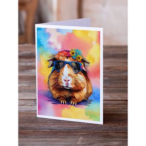 Whimsical A7 Tamaño 5x7 Nuevo Hippie Animal Conejillo DE INDIAS Tarjetas de notas en blanco Paquete de 8 Sobres Tarjetas de felicitación - Product Image 2