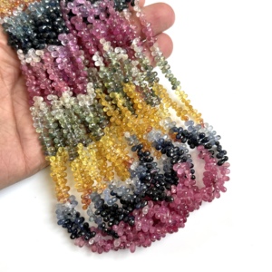 Natural Multi Sapphire Faceted Drop <b>Beads</b> 3x5mm Premium Sapphire Teardrop Gemstone Strand 16 Inch Loose Multi Sapphire <b>Beads</b> - Product Image 3