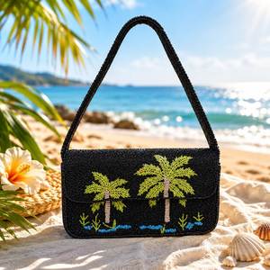 Sac à bandoulière brodé à la main pour femme, orné de perles et de motifs floraux, sac à bandoulière artisanal brodé de fleurs et de perles - Product Image 2