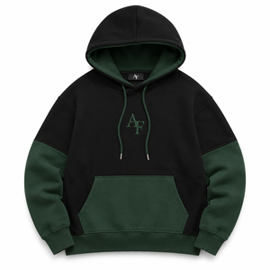 Sweat-shirt à capuche surdimensionné bicolore avec broderie personnalisée, en molleton épais, streetwear unisexe, décontracté - Product Image 2