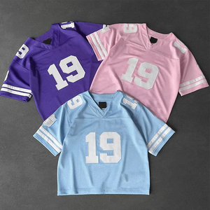 Custom Digital Print Retro Soccer Jersey 100% Polyester American V Neck Mesh Football Oversized Breathable Quick Dry Sport - Product Image 1