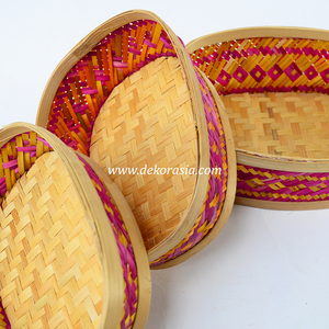 Ensemble de 3 paniers artisanaux en bambou naturel tressé pour organiser les aliments et la décoration de la maison - Product Image 5