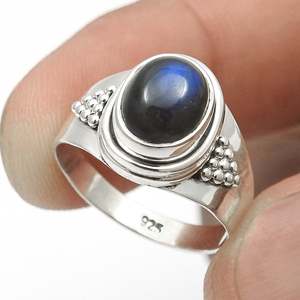 Vintage Designer Fine <b>Rings</b> With Natural <b>Labradorite</b> Gemstone Crafted Fromm 925 Sterling Silver Wholesale Price Boho Jewelry - Product Image 2