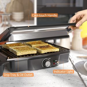 4-fettine in acciaio inox pinze Sandwich antiaderente doppia chiusura coperchi 180 gradi gocciolamento elettrico griglie griglie - Product Image 6